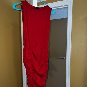 Soft red scrunchy dress